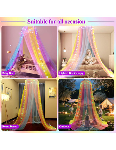 Dosel de Cama Arcoíris Lovelite con Luces LED para Niñas