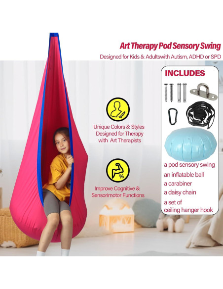 Columpio Sensorial HiChrote para Niños 136 kg Cranberry Columpio Sensorial HiChrote para Niños 136 kg Cranberry