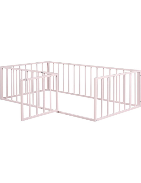 Cama de Piso Twin Bellemave con Cerca y Puerta Rosa Cama de Piso Twin Bellemave con Cerca y Puerta Rosa