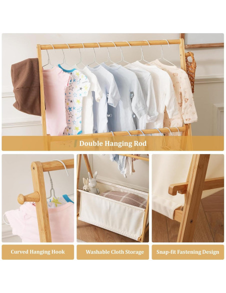 Perchero de Bambú Baveke Plegable para Niños 70x45.7cm Perchero de Bambú Baveke Plegable para Niños 70x45.7cm