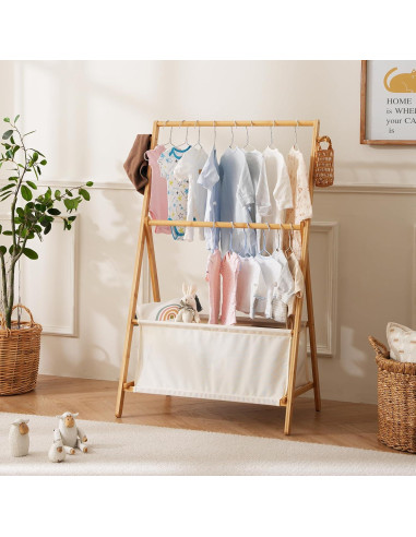 Perchero de Bambú Baveke Plegable para Niños 70x45.7cm