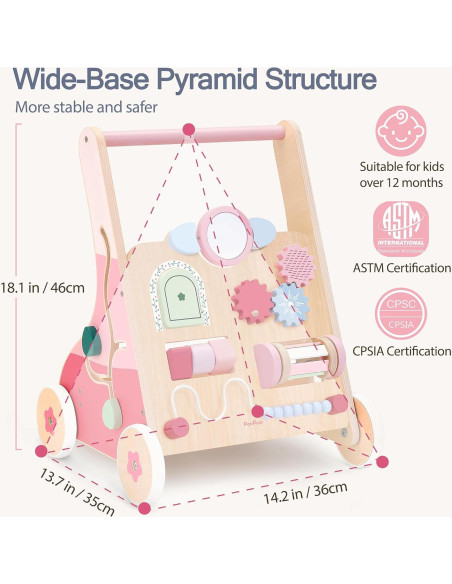 Andador de Madera PairPear Conejo Rosa 8 en 1 para Bebés Andador de Madera PairPear Conejo Rosa 8 en 1 para Bebés