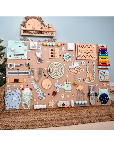 Tablero Sensorial Montessori para Niños 1-3 Años - Actividades Interactivas