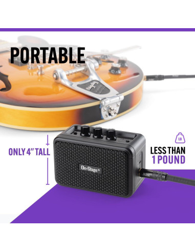 Amplificador de guitarra portátil On-Stage 25W Bluetooth USB C