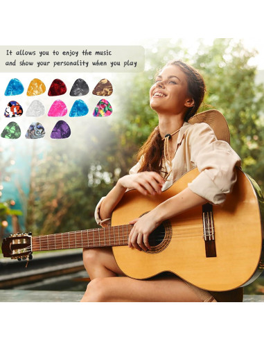 Paquete de 21 Púas de Guitarra Celluloide con Caja Organizador