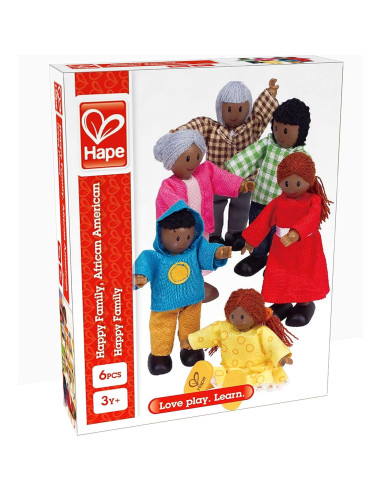 Hape Familia Afroamericana de Muñecas de Madera - 6 Figuras
