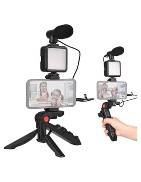Kit de Vlogging Acuvar Pro Grip con Luz LED y Micrófono Kit de Vlogging Acuvar Pro Grip con Luz LED y Micrófono