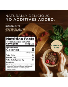 Té de Hoja de Frambuesa Gya Tea Co - 100 Bolsas Descafeinado 2