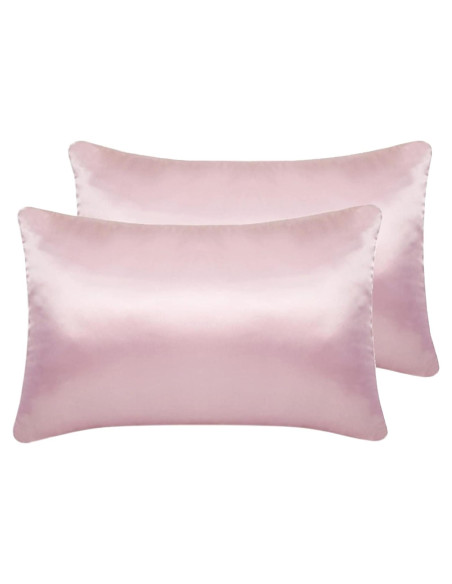 Juego de 2 Fundas de Almohada de Satén Rosa LCBD 33x46 cm Juego de 2 Fundas de Almohada de Satén Rosa LCBD 33x46 cm