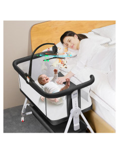 Cuna de lado para bebé Donpemu 3 en 1 ajustable negra