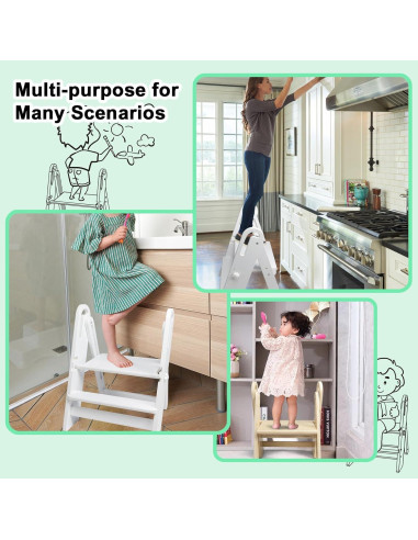 Taburete Plegable Ajustable WOOD CITY para Niños 2 Escalones