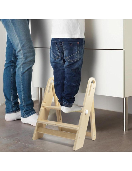 Taburete Plegable Ajustable WOOD CITY para Niños 2 Escalones Taburete Plegable Ajustable WOOD CITY para Niños 2 Escalones