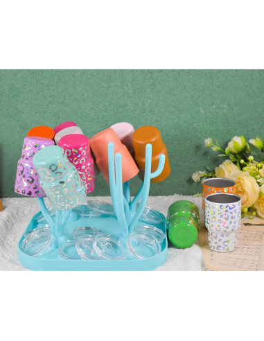 Soporte de Secado AGH para 12 Mini Vasos - Rojo Plegable