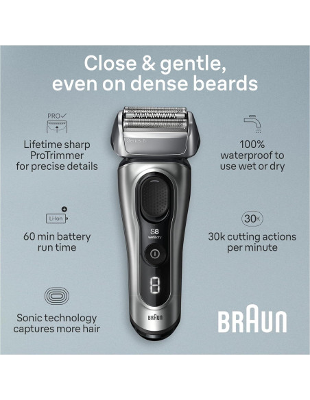 Afeitadora Eléctrica Braun Series 8 8517s para Hombres Plata Afeitadora Eléctrica Braun Series 8 8517s para Hombres Plata