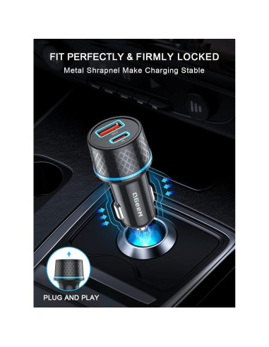 Cargador de Coche USB C QGeeM 91W 2Pack Carga Rápida