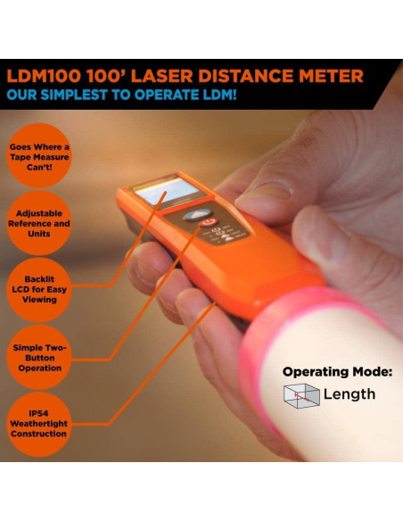 Medidor de Distancia Láser Johnson LDM100 30.48 m Naranja Medidor de Distancia Láser Johnson LDM100 30.48 m Naranja