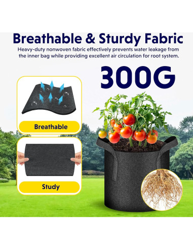 Bolsas para Cultivar Plantas iPower 10-Pack 11.4L Tela Resistente