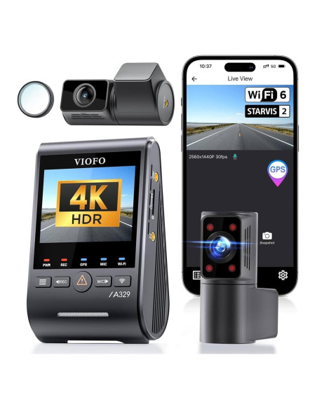 Dash Cam VIOFO A329S 4K 3 Canales con GPS y Wi-Fi 6 Dash Cam VIOFO A329S 4K 3 Canales con GPS y Wi-Fi 6