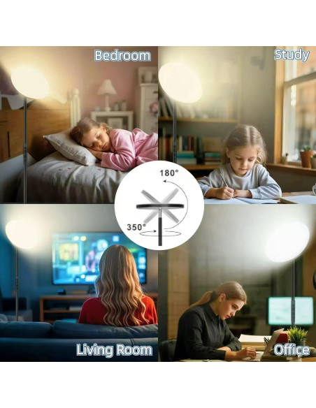 Lámpara de Pie LED Lilaiaro 36W 3600LM Control Remoto Negra Lámpara de Pie LED Lilaiaro 36W 3600LM Control Remoto Negra
