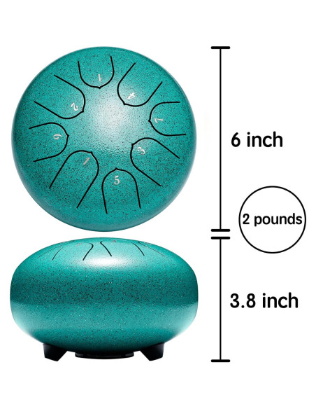 Tambor de Lengua de Acero 15cm 8 Notas Lronbird Malaquita Tambor de Lengua de Acero 15cm 8 Notas Lronbird Malaquita