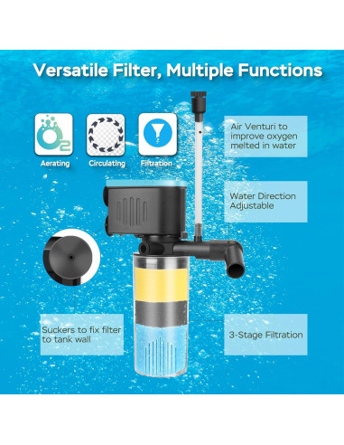 Filtro Interno para Acuario Devopet QT-088, 19-76L, 3 Etapas