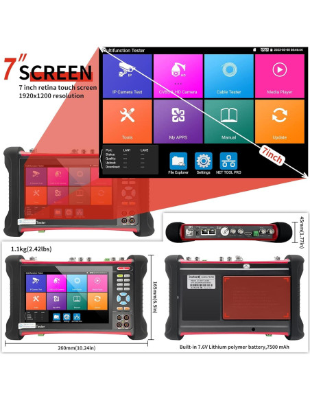 Probador de CCTV Rsrteng X7-MOVTADHS 8K Herramienta de Red Probador de CCTV Rsrteng X7-MOVTADHS 8K Herramienta de Red