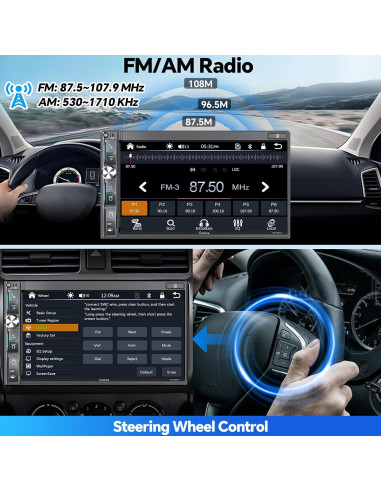 Estéreo de coche SJOYBRING JOY-W018 Double Din QLED 7"