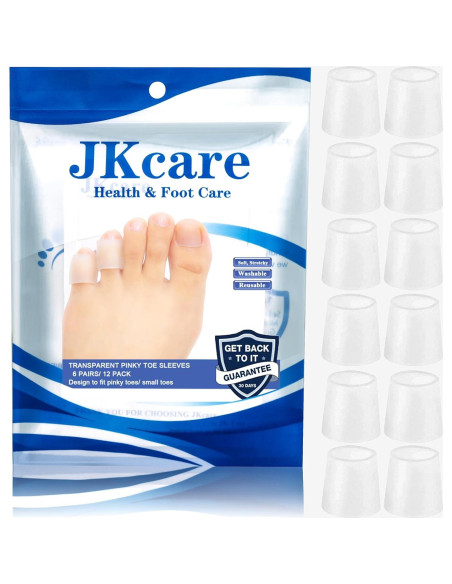 Mangas Transparentes para Dedo Meñique JKcare - 12 Almohadillas de Silicona Mangas Transparentes para Dedo Meñique JKcare - 12 Almohadillas de Silicona