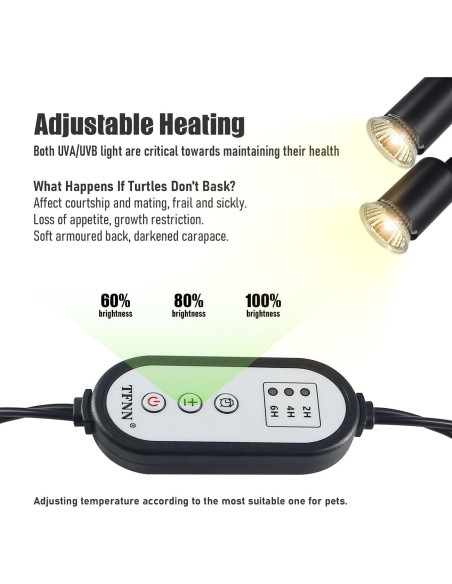 Lámpara de Calor para Reptiles TFNN WGD-003 2 Bombillas 25W+50W Lámpara de Calor para Reptiles TFNN WGD-003 2 Bombillas 25W+50W