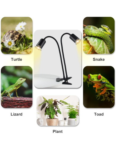 Lámpara de Calor para Reptiles TFNN WGD-003 2 Bombillas 25W+50W