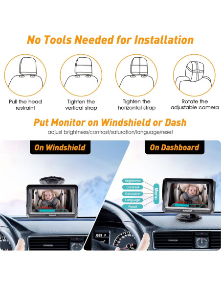 Cámara de Auto para Bebés DoHonest V33 - 2 Pack HD 1080P con Visión Nocturna Cámara de Auto para Bebés DoHonest V33 - 2 Pack HD 1080P con Visión Nocturna