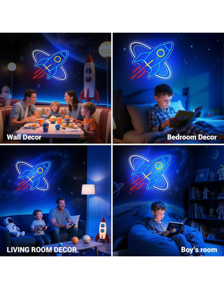 Cartel de Neón Cohete Azul LED para Decoración de Pared Cartel de Neón Cohete Azul LED para Decoración de Pared