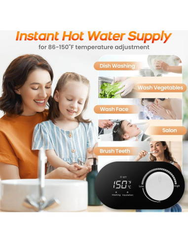 Calentador de Agua Eléctrico NUANBO 9.46L Instantáneo 1500W