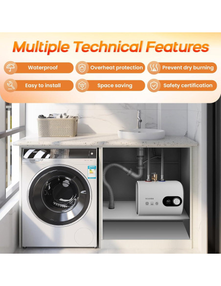 Calentador de Agua Eléctrico NUANBO 9.46L Instantáneo 1500W Calentador de Agua Eléctrico NUANBO 9.46L Instantáneo 1500W