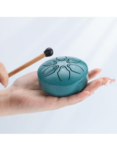 Tambor de Lluvia Facmogu 3" 6 Notas Verde para Meditación