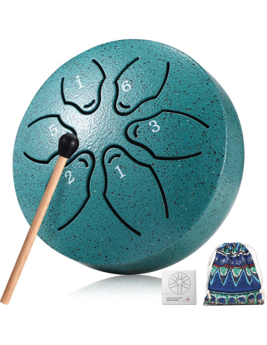 Tambor de Lluvia Facmogu 3" 6 Notas Verde para Meditación