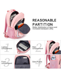Mochila Escolar Rosa Kuosdaz 30L para Laptop 15.6" Niñas 2