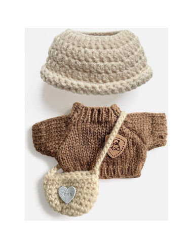 Conjunto de Ropa de Muñeca de Ganchillo Hecho a Mano 3 Piezas