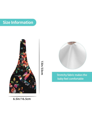 Sombrero de Nudo para Bebés con Flores - Negro 0-6 Meses