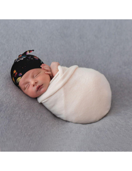 Sombrero de Nudo para Bebés con Flores - Negro 0-6 Meses Sombrero de Nudo para Bebés con Flores - Negro 0-6 Meses