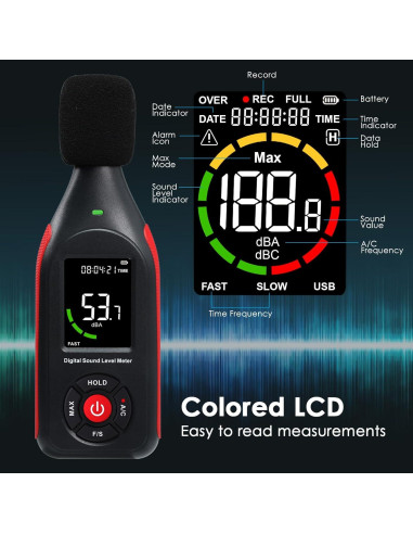 Medidor de Decibelios LANDTEK MILA44200 Portátil 30-130dB