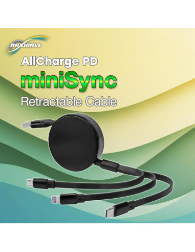 Cable retráctil BoxWave 100W USB-C/Micro USB para Edifier WH950NB