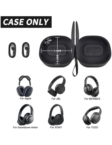 Funda para Auriculares COMECASE Doble Protección Negro 22.8x20.3cm