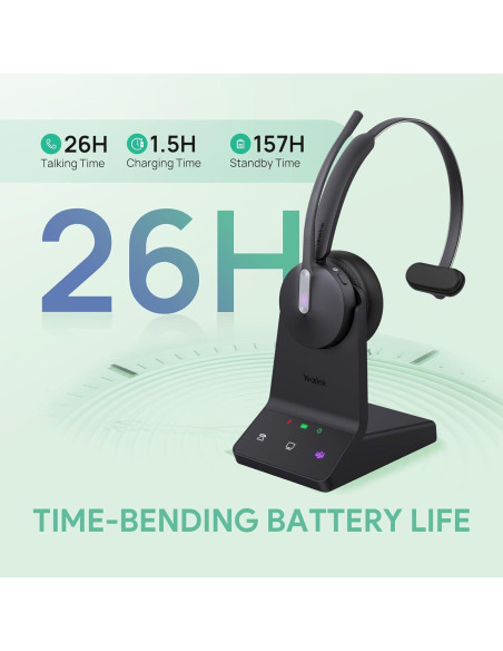 Auricular Inalámbrico Yealink WH64 Mono DECT y Bluetooth 185m Auricular Inalámbrico Yealink WH64 Mono DECT y Bluetooth 185m