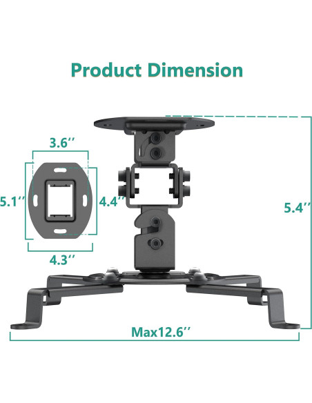Soporte de Techo para Proyector WALI PM-002-B Ajustable Negro Soporte de Techo para Proyector WALI PM-002-B Ajustable Negro