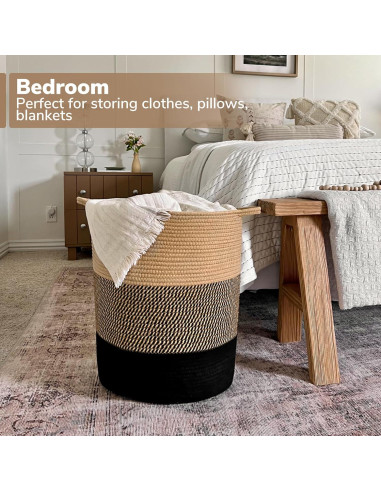 Cesta de Ropa INDRESSME Grande 58L Yute Negro 45.2x40.1x35.1cm