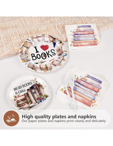 Conjunto de Vajilla Desechable Grencian 200 Pcs Temática de Libros Conjunto de Vajilla Desechable Grencian 200 Pcs Temática de Libros