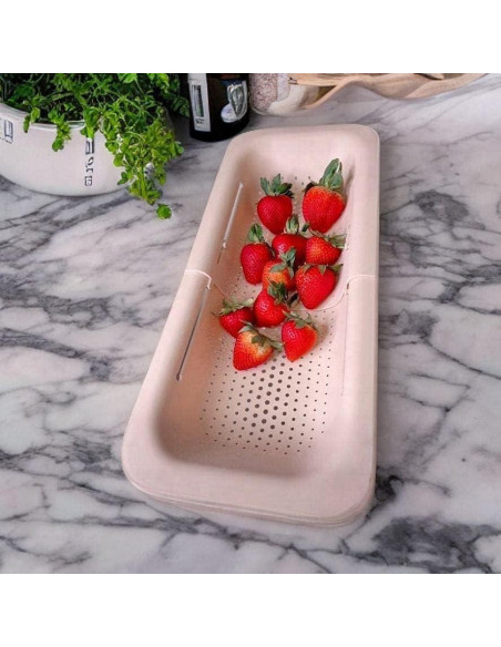 Colador extensible PUPZY rosa 20.3x49.5 cm para cocina