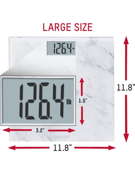 Báscula Digital de Vidrio Taylor para Baño, 181 kg, Mármol Báscula Digital de Vidrio Taylor para Baño, 181 kg, Mármol