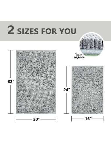 Conjunto de Alfombrillas de Baño BOANKODU 2 Piezas Gris Claro